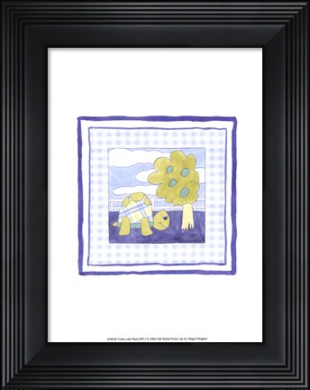 Framed Turtle with Plaid (PP) I Print