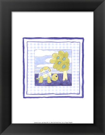 Framed Turtle with Plaid (PP) I Print