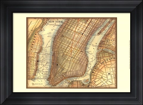 Framed Map of New York Print