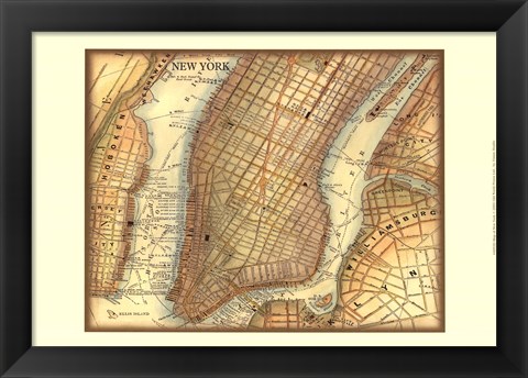 Framed Map of New York Print