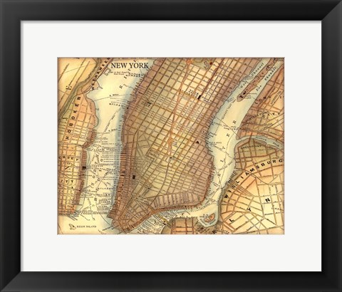 Framed Map of New York Print