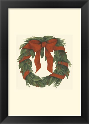 Framed Holiday Wreath (H) Print