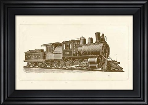 Framed Train Engine III Print