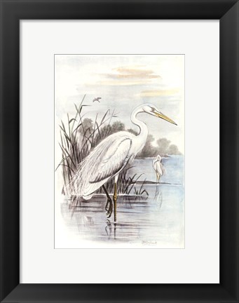 Framed White Heron Print