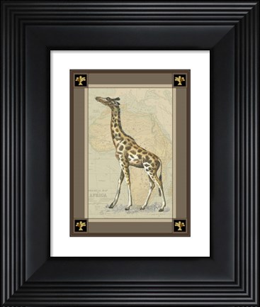 Framed Giraffe with Border I Print