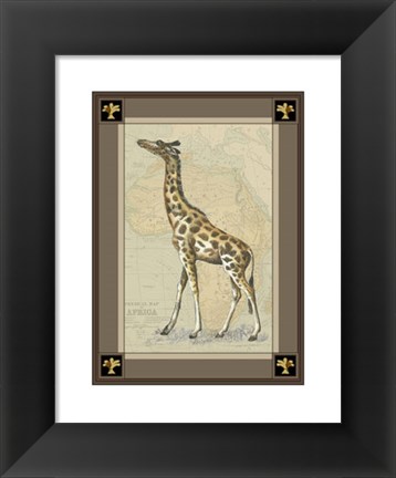 Framed Giraffe with Border I Print