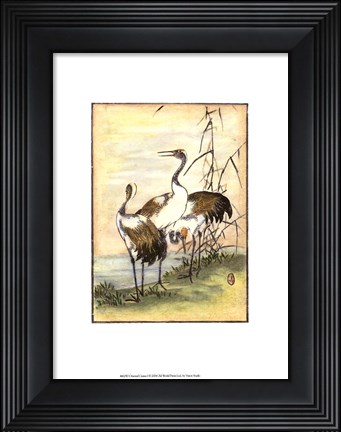 Framed Oriental Cranes I Print