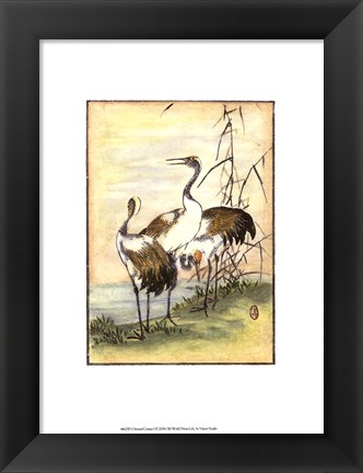 Framed Oriental Cranes I Print