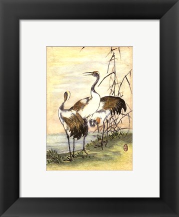 Framed Oriental Cranes I Print