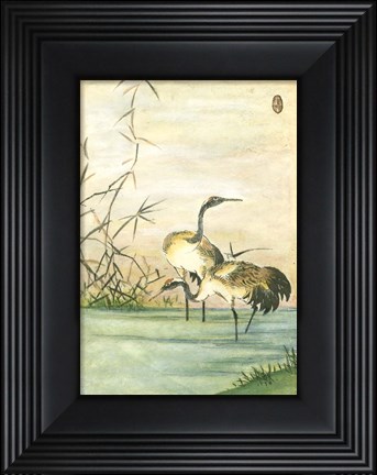 Framed Oriental Cranes II Print