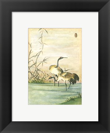 Framed Oriental Cranes II Print