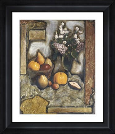 Framed Collage on Art Paper w/Gold I Print