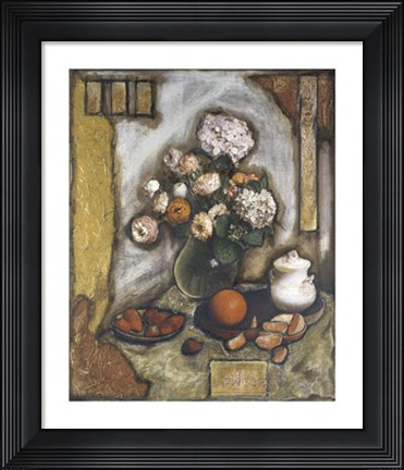 Framed Collage on Art Paper w/Gold II Print