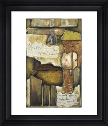 Framed Collage on Art Paper w/Gold IV Print