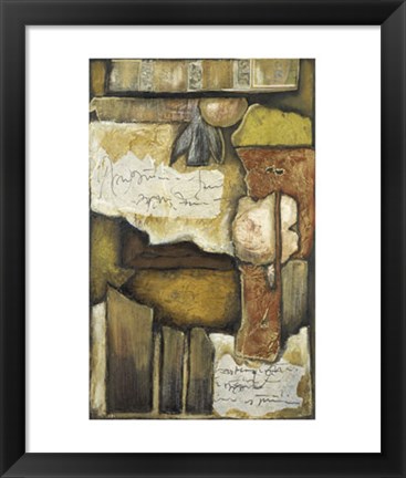 Framed Collage on Art Paper w/Gold IV Print