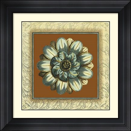 Framed Brown &amp; Blue Rosettes I Print