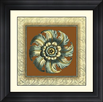 Framed Brown &amp; Blue Rosettes II Print