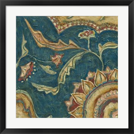 Framed Lapis Paisley I Print