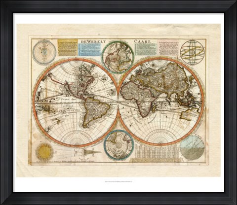 Framed Dewerelt Caart Map Print