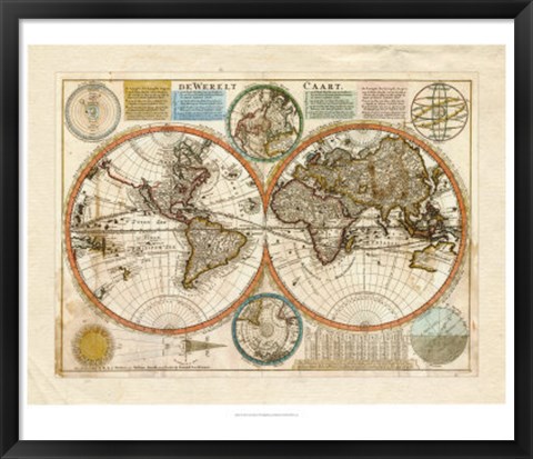 Framed Dewerelt Caart Map Print