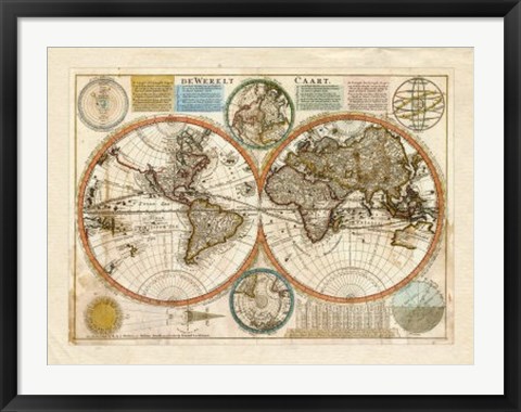 Framed Dewerelt Caart Map Print