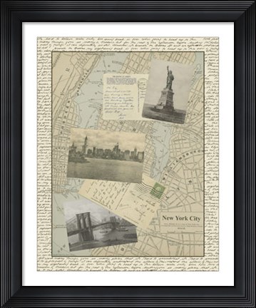 Framed Vintage Map of New York Print