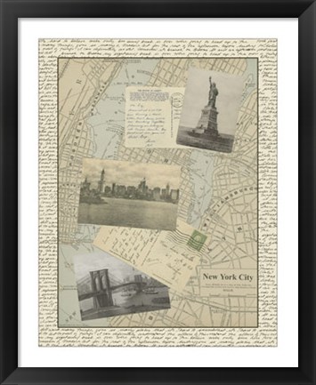 Framed Vintage Map of New York Print