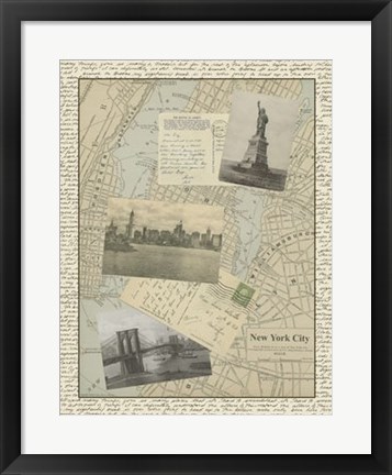 Framed Vintage Map of New York Print