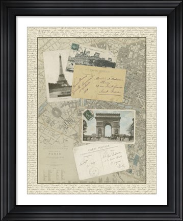 Framed Vintage Map of Paris Print