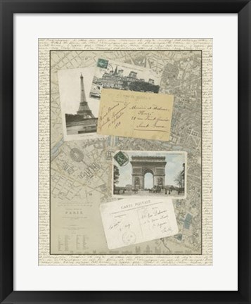 Framed Vintage Map of Paris Print