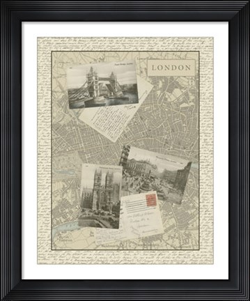 Framed Vintage Map of London Print