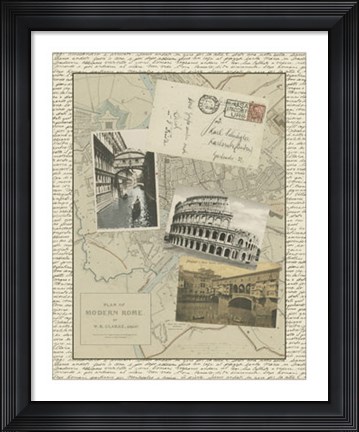 Framed Vintage Map of Rome Print