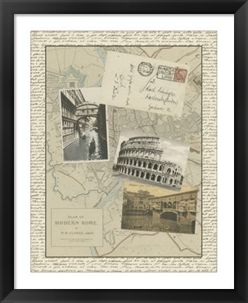 Framed Vintage Map of Rome Print