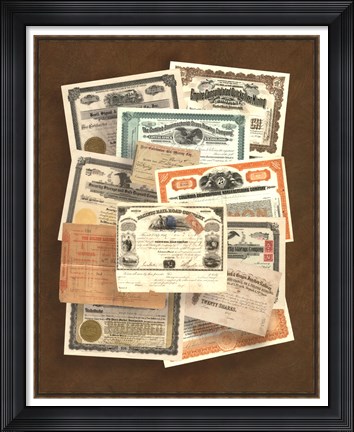 Framed Stock Certificate Collection Print