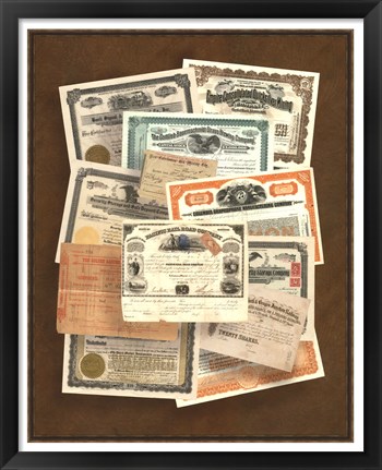 Framed Stock Certificate Collection Print