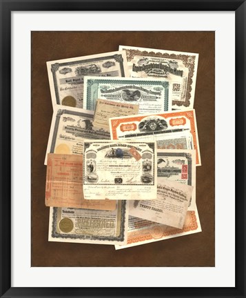 Framed Stock Certificate Collection Print