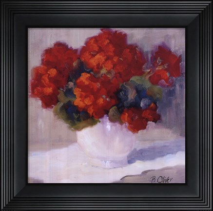 Framed Red Geraniums Print