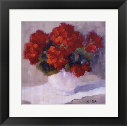 Framed Red Geraniums Print