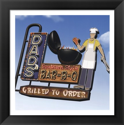 Framed Dad&#39;s Southern Style Bar-B-Q Print