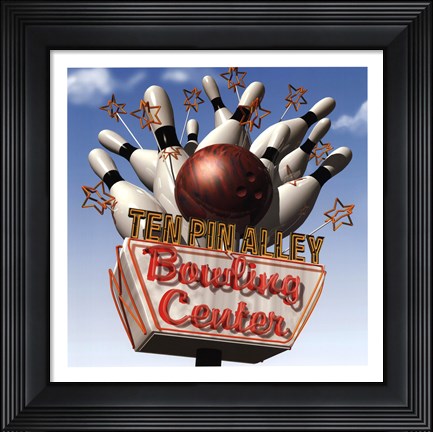 Framed Ten Pin Alley Bowling Center Print