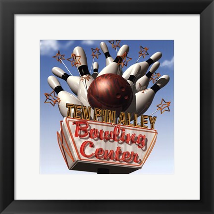 Framed Ten Pin Alley Bowling Center Print