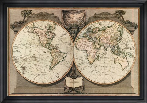 Framed New Map of the World Print