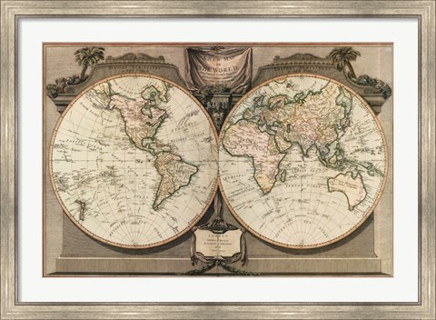 Framed New Map of the World Print