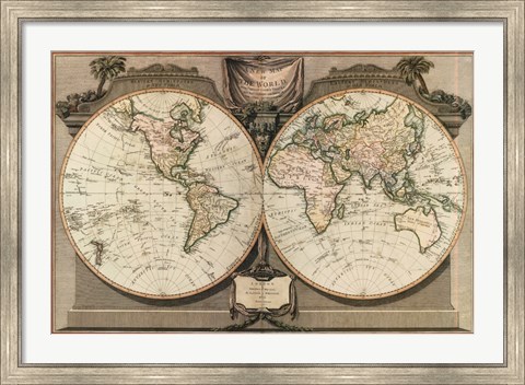 Framed New Map of the World Print