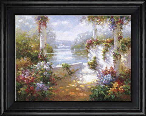 Framed Lakeside Pergola Print