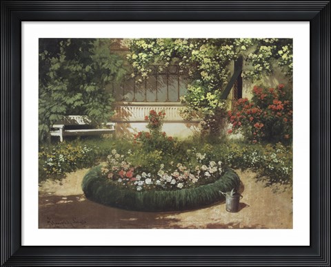 Framed Sunlit Flower Garden Print