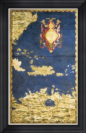 Framed Map of the Caribbean and Venezeula Print