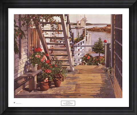 Framed Blue Stair and Begonias, 1987 Print