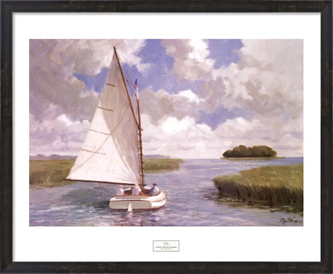 Framed Catboat Through the Marsh Print