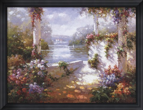 Framed Lakeside Pergola Print